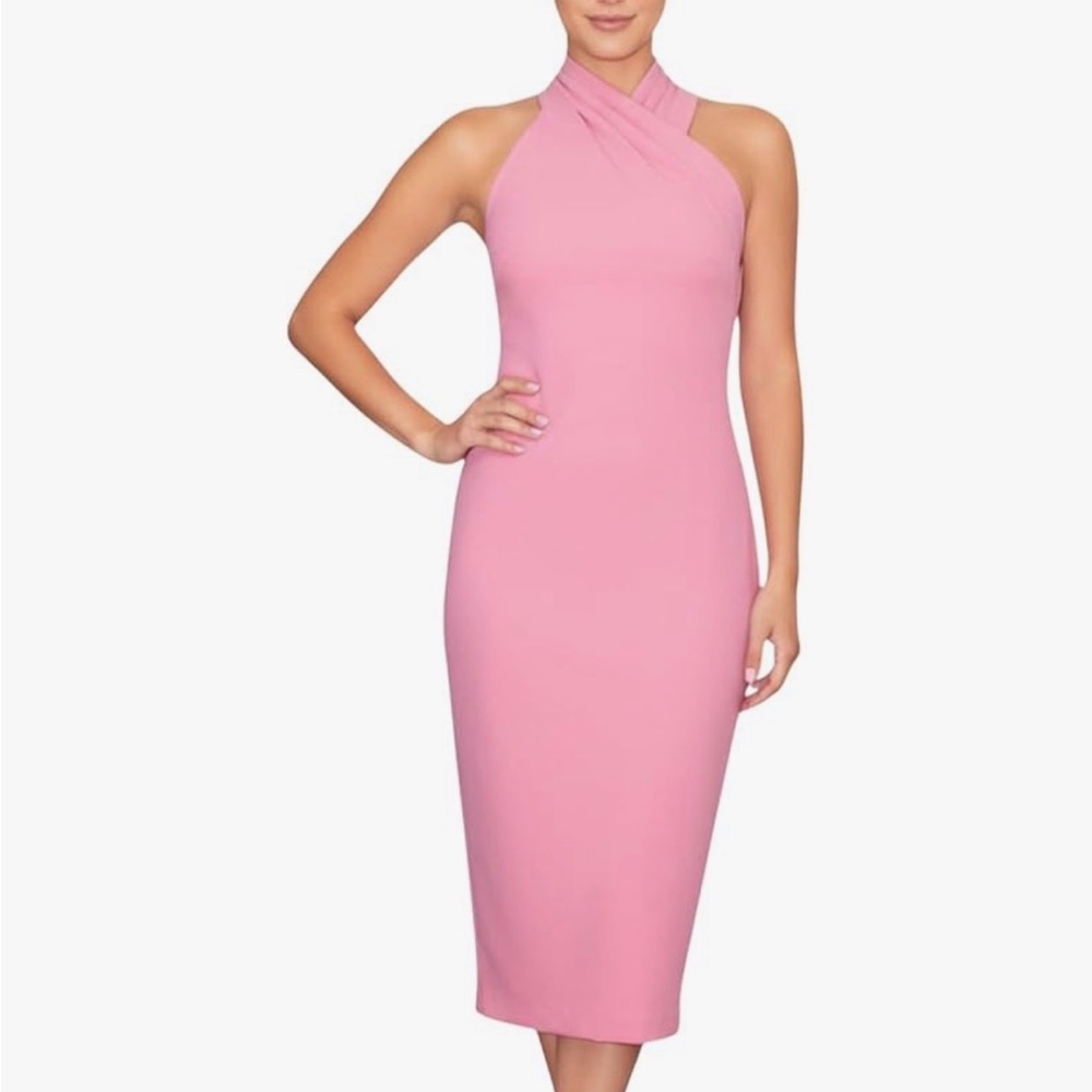 RACHEL Rachel Roy Pink Sleeveless Midi Sheath Dress